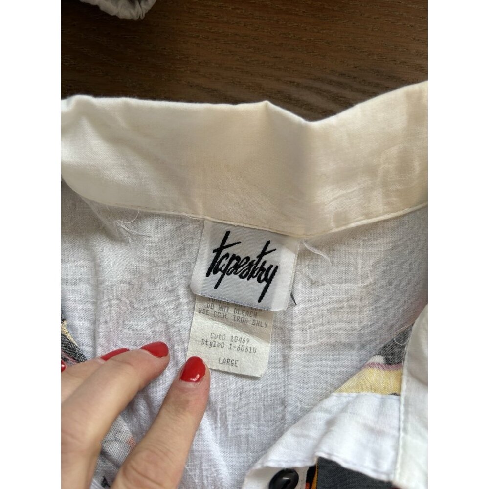 Vintage 80s Halloween Patchwork Button Front Shir… - image 2